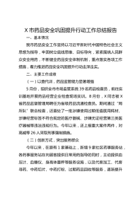X市药品安全巩固提升行动工作总结报告