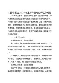 X县中医院XX年上半年信息公开工作总结