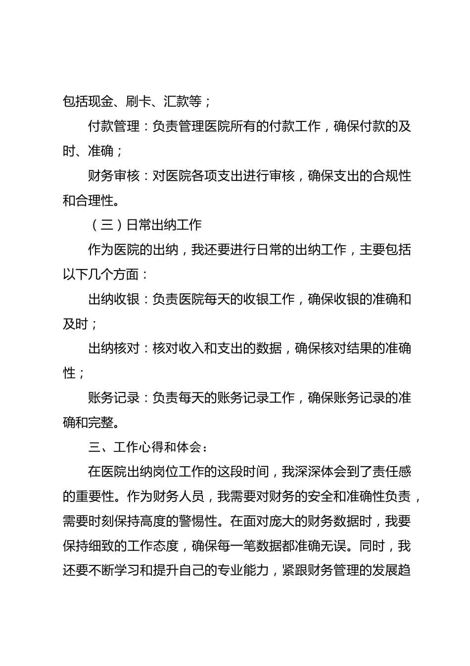 医院出纳个人工作总结_第2页