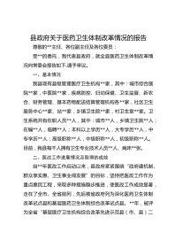 县政府关于医药卫生体制改革情况的报告
