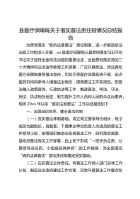 县医疗保障局关于落实普法责任制情况总结报告