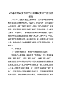 XX中医药系党总支书记抓基层党建工作述职报告