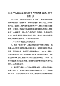 县医疗保障局XX年工作总结和XX年工作计划