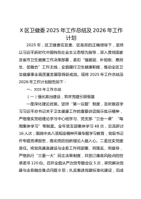 X区卫健委XX年工作总结及2026年工作计划
