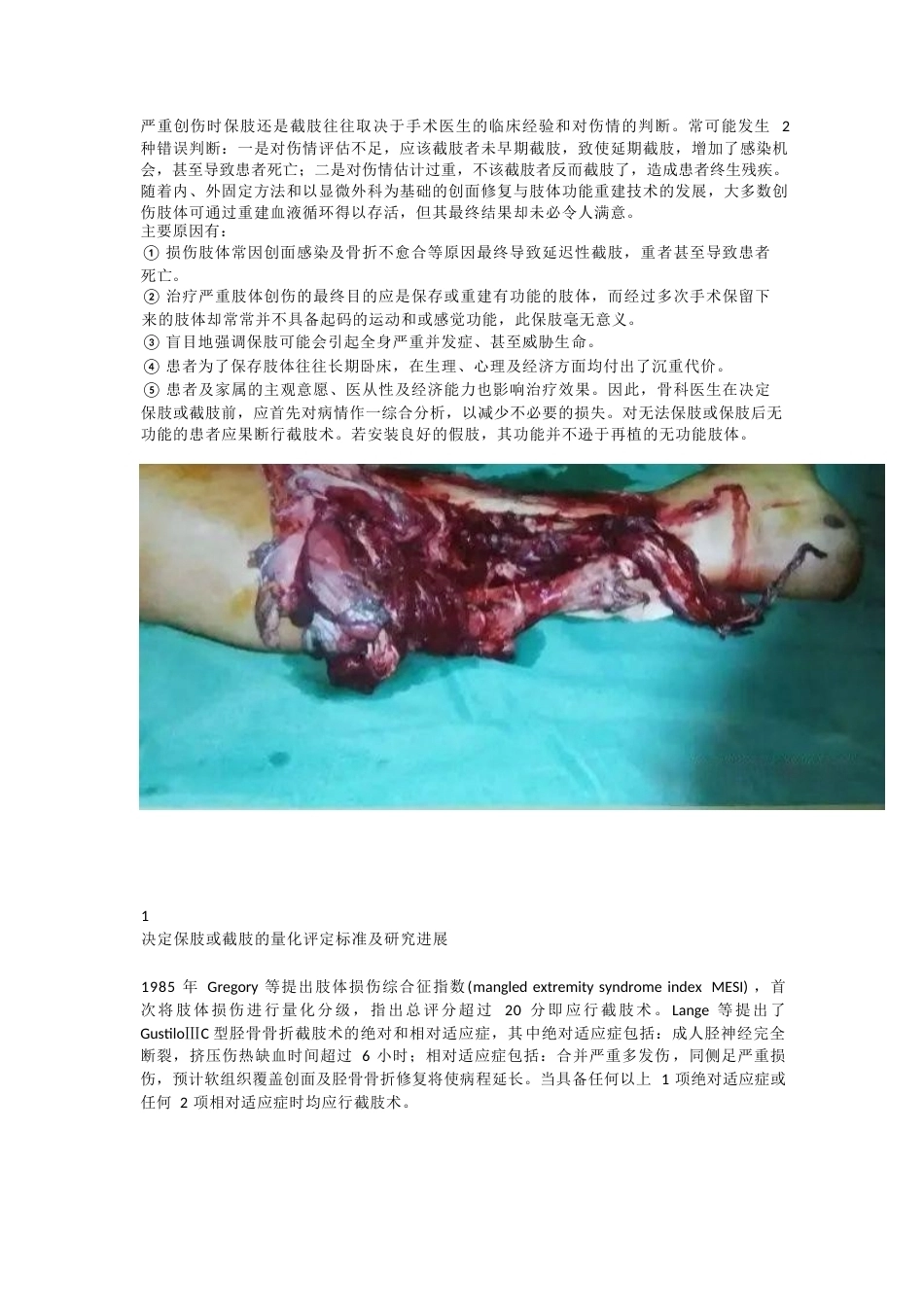 严重创伤保肢与截肢的 标准指征_第1页