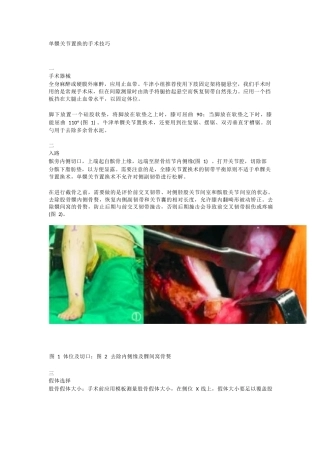 单髁关节置换 的手术技巧