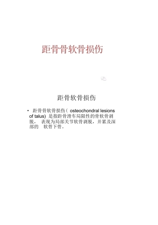 距骨软骨损伤的分期及治疗