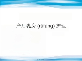 产后乳房护理标准版