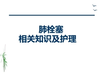 肺栓塞的治疗与护理